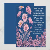 Floral Personalized Wedding Anniversary Invitation 招待状 (正面/裏面)