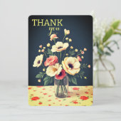Floral Personalized Yellow Flat Thank You Card 招待状 (スタンド正面)