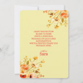 Floral Personalized Yellow Flat Thank You Card 招待状 (裏面)