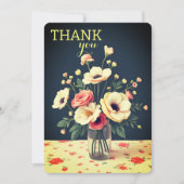 Floral Personalized Yellow Flat Thank You Card 招待状 (正面)