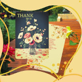 Floral Personalized Yellow Flat Thank You Card 招待状