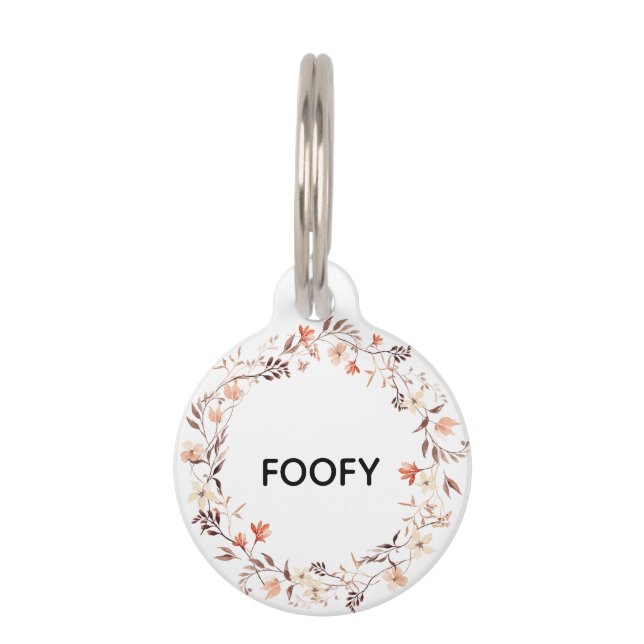Floral Pet Name ID Tag ペット　ネームタグ (正面)