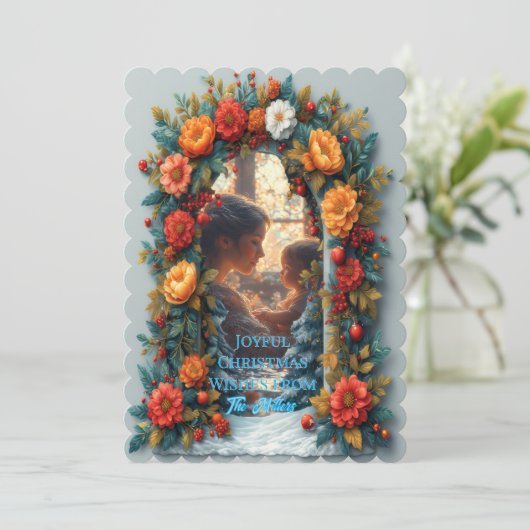 Floral Photo Arch Christmas, Personalized Winter シーズンカード (スタンド正面)