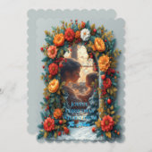 Floral Photo Arch Christmas, Personalized Winter シーズンカード (正面/裏面)