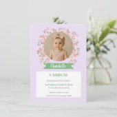 Floral Photo Birthday Invitation for Girl サンキューカード (スタンド正面)