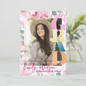 Floral Photo Class of 2026 Graduation Announcement 招待状 (スタンド正面)