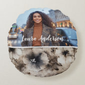 Floral photo create your own modern cute ラウンドクッション (正面)