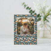 Floral Photo Frame Engagement Party Invitation  シーズンカード (スタンド正面)