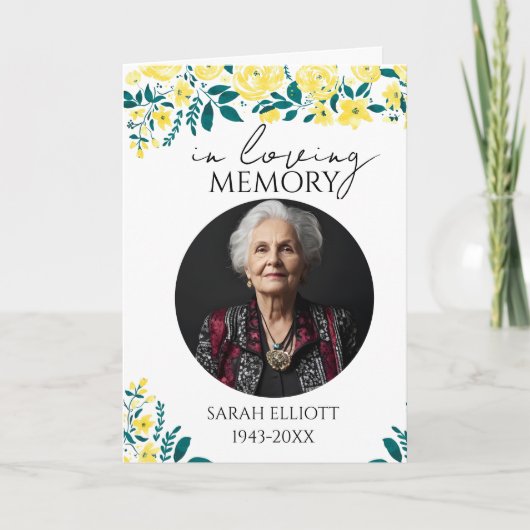 floral Photo Funeral Order of Service Folded  プログラム (正面)