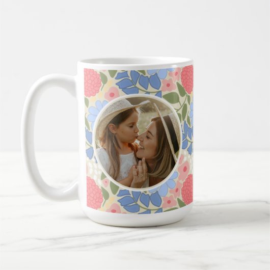 Floral Photo Mug – Personalized Message & Keepsake コーヒーマグカップ (左)