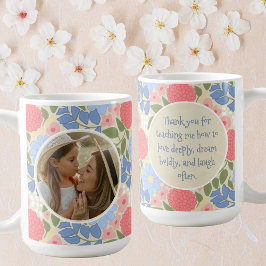 Floral Photo Mug – Personalized Message & Keepsake コーヒーマグカップ