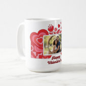 Floral Photo Mug Red Pink Happy Valentine Gift コーヒーマグカップ (正面左)