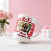 Floral Photo Mug Red Pink Happy Valentine Gift コーヒーマグカップ