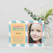  Floral Photo Preschool Graduation 招待状 (スタンド正面)