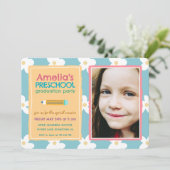  Floral Photo Preschool Graduation 招待状 (スタンド正面)