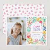 Floral Photo Preschool Graduation Invitation 招待状 (正面/裏面)