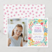 Floral Photo Preschool Graduation Invitation 招待状 (正面/裏面)