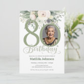 Floral Photo Sage 80th Birthday  招待状 (スタンド正面)