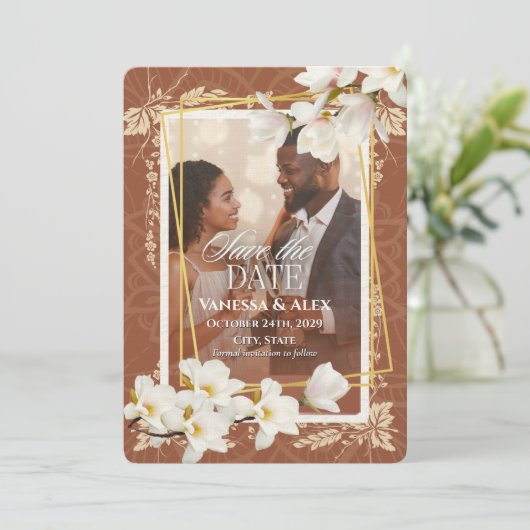 Floral Photo Save the Date 招待状 (スタンド正面)