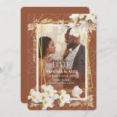 Floral Photo Save the Date  招待状 (正面/裏面)