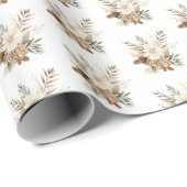 Floral Pinecone Watercolor Christmas  ラッピングペーパー (ロールコーナー)