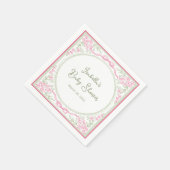 Floral Pink and Green Baby Shower Paper Napkin スタンダードカクテルナプキン (角)
