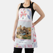 Floral Pink Blue Custom Photo Cute Gift for Mom エプロン (インサイチュ)