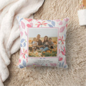Floral Pink Blue Custom Photo Cute Gift for Mom クッション (ブランケット)