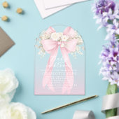 Floral Pink Bow Baby in Bloom Baby Shower アクリル招待状 (インサイチュ (ウェディング))