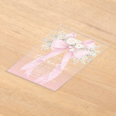 Floral Pink Bow Baby in Bloom Baby Shower アクリル招待状 (レイダウン)
