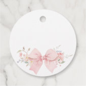 Floral Pink Bow Baby in Bloom Baby Shower フェイバータグ (裏面)