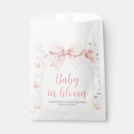 Floral Pink Bow Baby in Bloom Baby Shower フェイバーバッグ