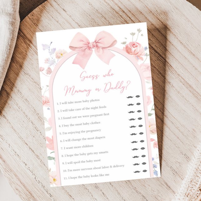 Floral Pink Bow Baby in Bloom Shower Guess Game (クリエイターアップロード済み)