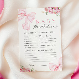 Floral Pink Bow Baby Shower Prediction Advice Game