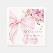 Floral Pink Bow Bridal Shower Paper Napkin スタンダードカクテルナプキン (正面)