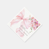 Floral Pink Bow Bridal Shower Paper Napkin スタンダードカクテルナプキン (角)