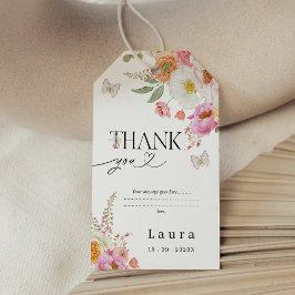 Floral Pink Butterflies Baby In Bloom Baby Shower ギフトタグ