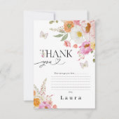 Floral Pink Butterflies Baby In Bloom Baby Shower サンキューカード (正面)