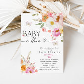 Floral Pink Butterflies Baby In Bloom Baby Shower 招待状