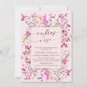 Floral Pink Butterfly Bridal Shower  招待状 (正面)