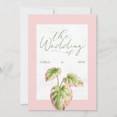 Floral Pink Elegant Summer Watercolor Wedding 招待状 (正面)