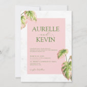 Floral Pink Elegant Summer Watercolor Wedding 招待状 (裏面)