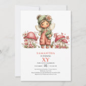 Floral Pink Fairy 8th Birthday Blush Invite Card 招待状 (正面)