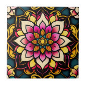 Floral Pink Flower Illustration Artwork タイル (正面)