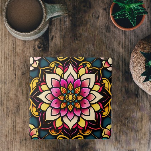 Floral Pink Flower Illustration Artwork タイル