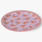 Floral Pink Flowers Repeating Pattern Cute Girly ペーパープレート (アングル)