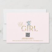 Floral Pink Girl Elephant Baby Shower Invitation 招待状 (裏面)