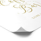 Floral Pink Gold Calligraphy Coffee Bar Sign ポスター (角)