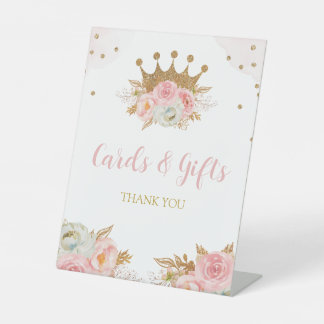 Floral Pink & Gold Princess Cards and Gifts  台座サイン