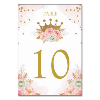 Floral Pink & Gold Princess Royal Table number テーブルナンバー